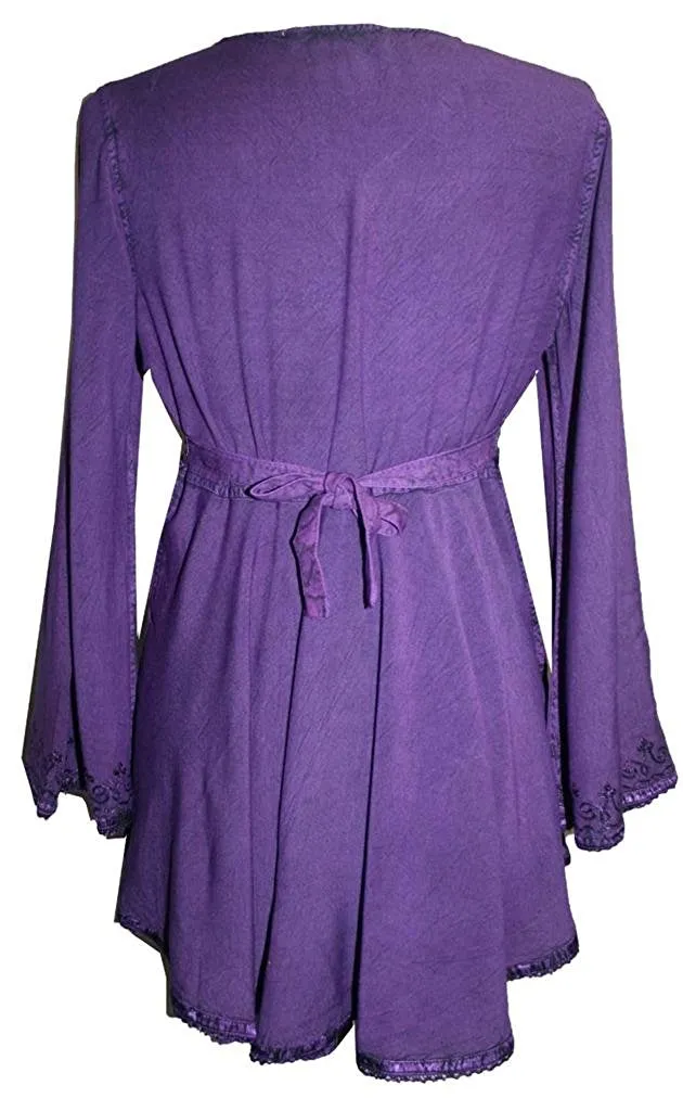 02 B Victorian Gothic Embroidered Diamond Neck Flare Tunic Blouse