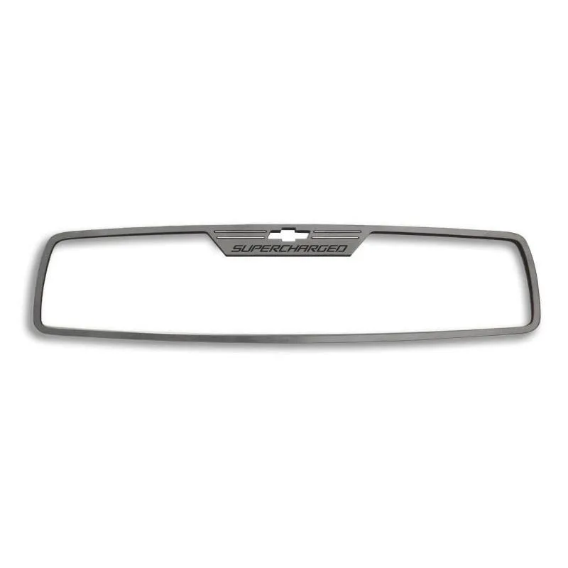 2012-2013 Camaro - Rear View Mirror Trim "SUPERCHARGED" Style for Rectangle mirror - Brushed Stainless