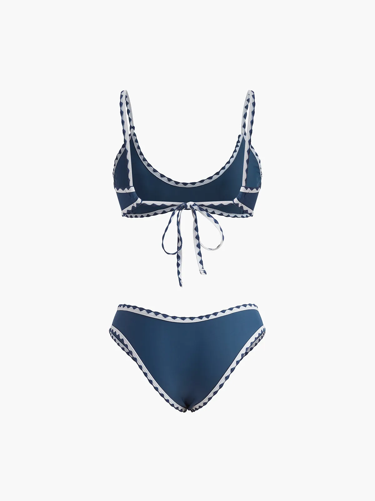 Contrast Trim Knotted Bikini Set