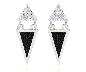 Double Triangle Leather Inlay Earrings