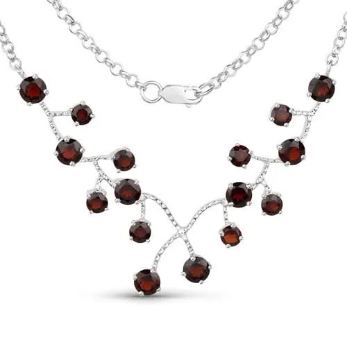 Genuine 7.20 Carat Garnet .925 Sterling Silver Necklace