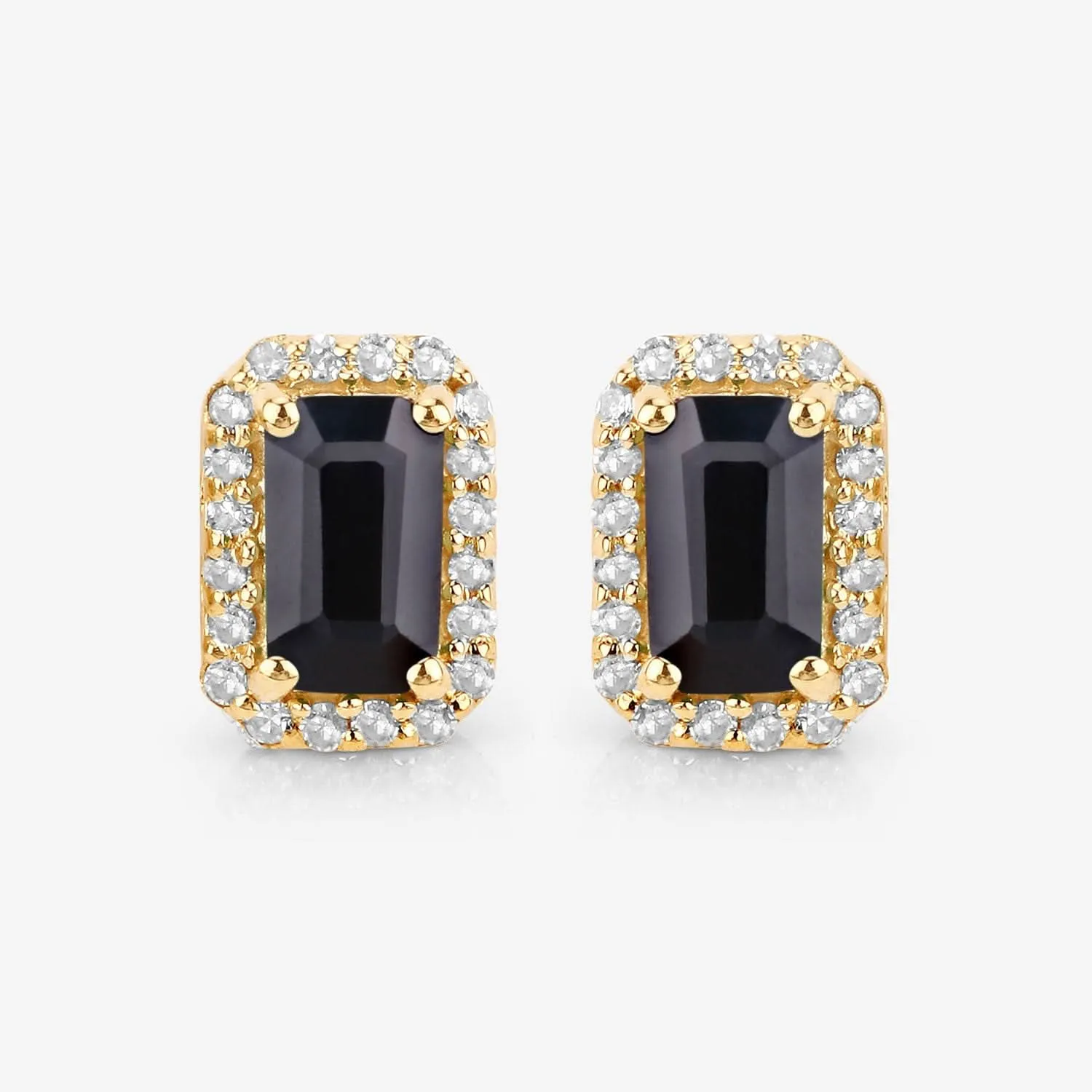 Genuine Blue Sapphire and  White Diamond 14K Earrings