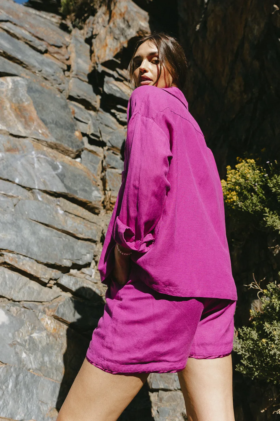 Jasmine Button Up in Magenta - FINAL SALE