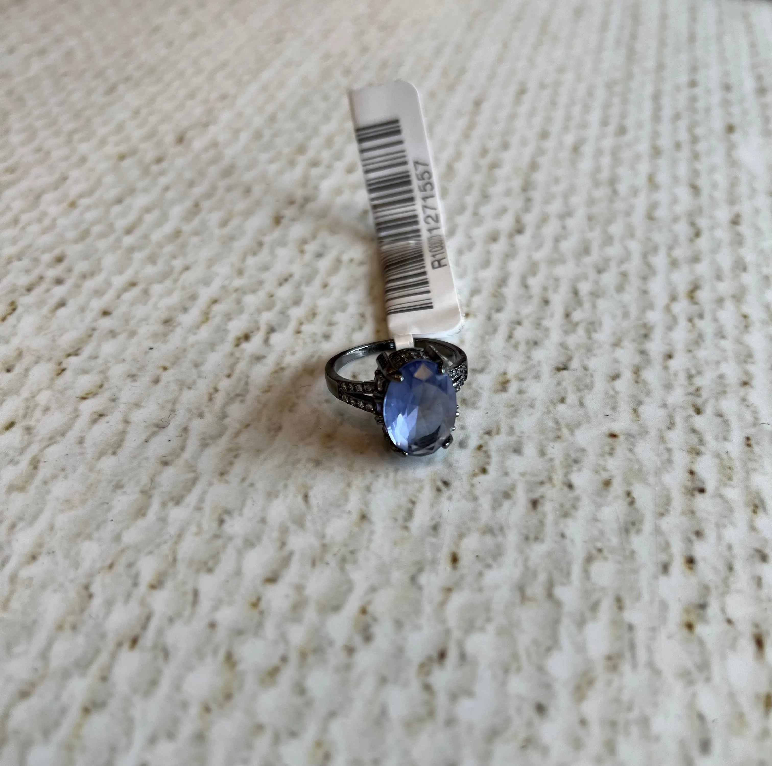 Nuria - Black Rhodium Ring with Large Purple Stone