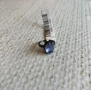 Nuria - Black Rhodium Ring with Large Purple Stone