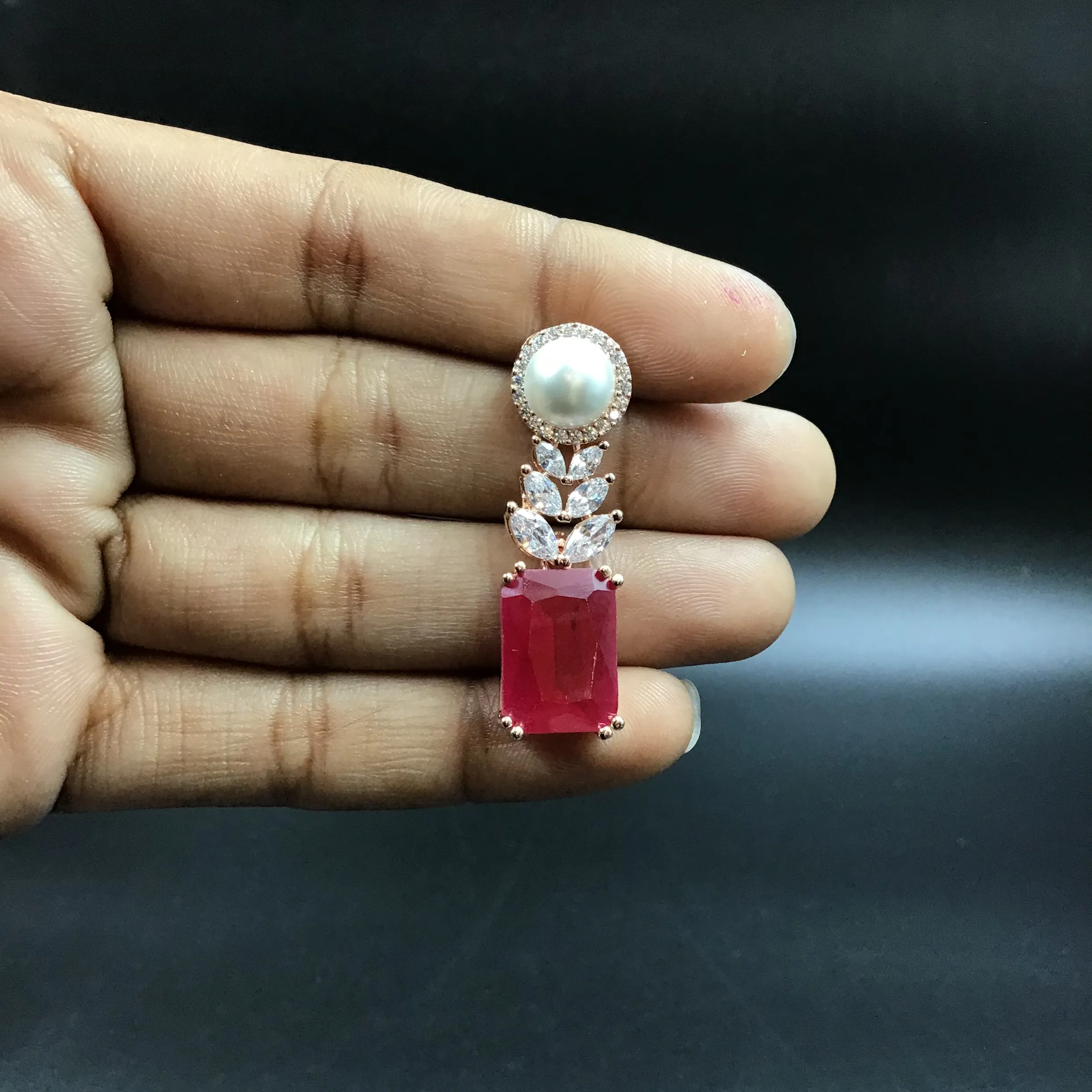 Rose Gold Polish Zircon/AD Earring 6713-69