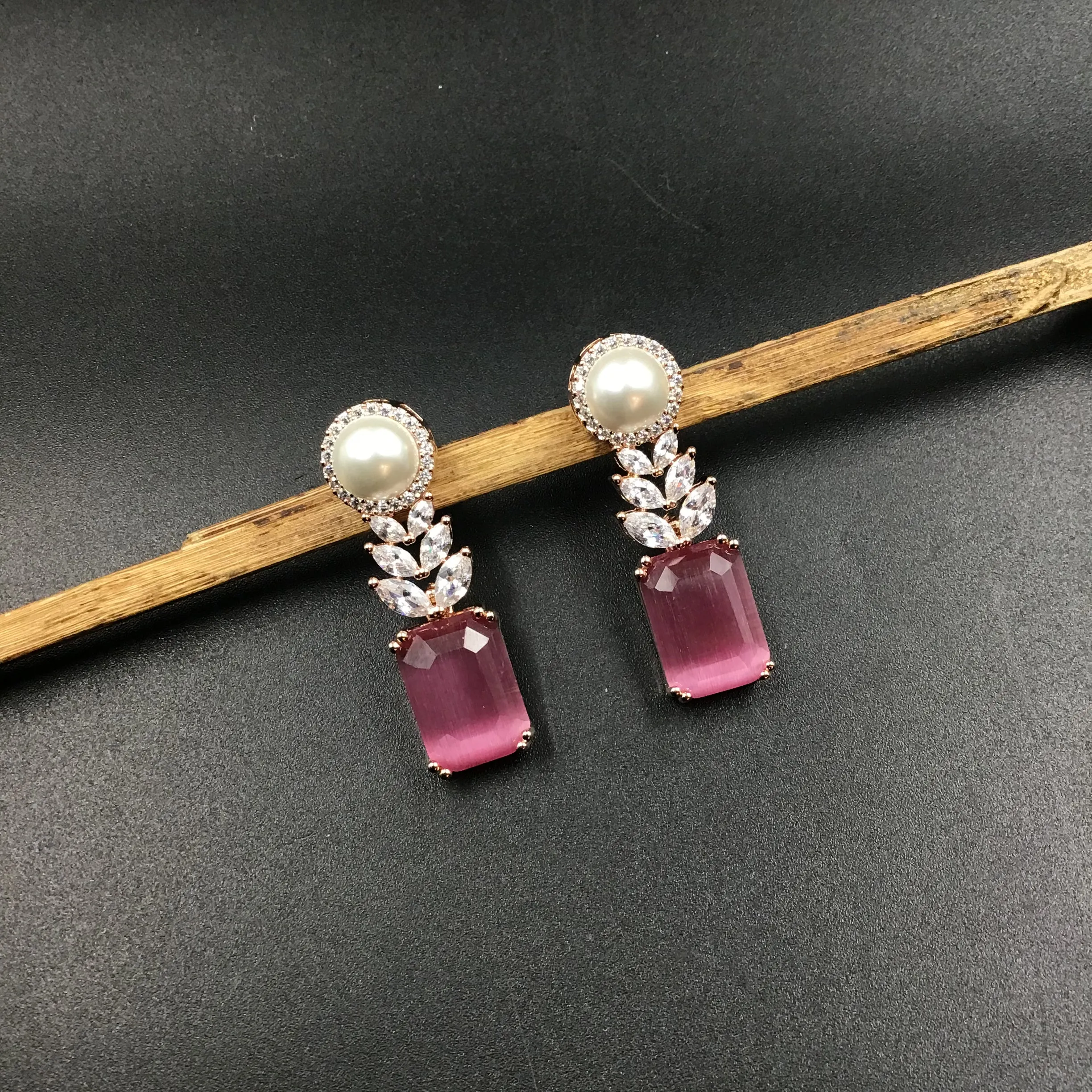 Rose Gold Polish Zircon/AD Earring 6713-69