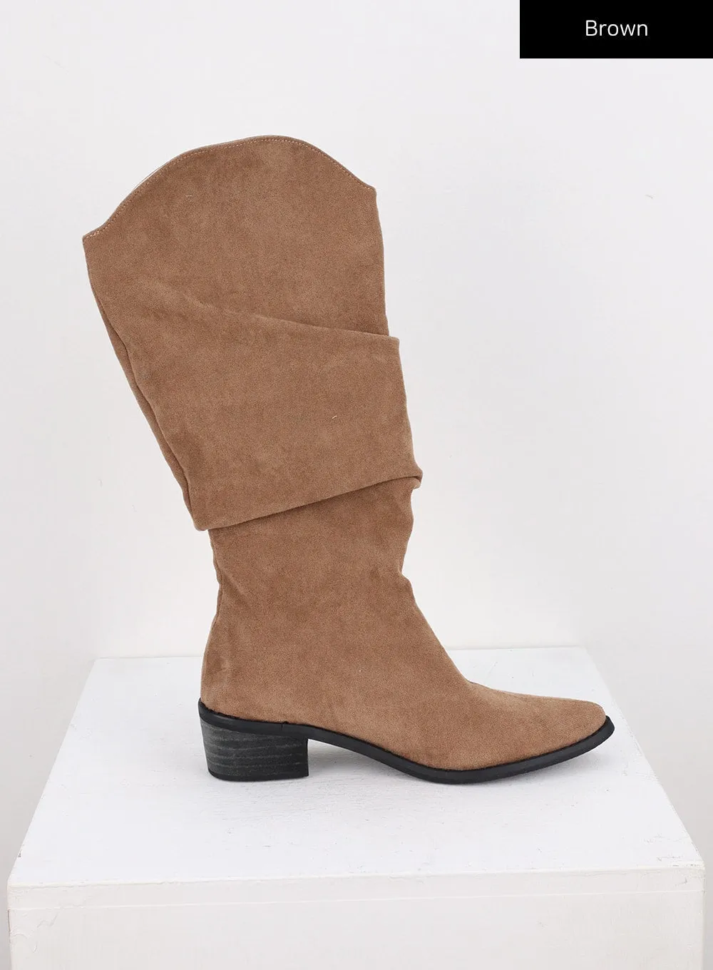 Ruched Faux Leather Long Boots CO313