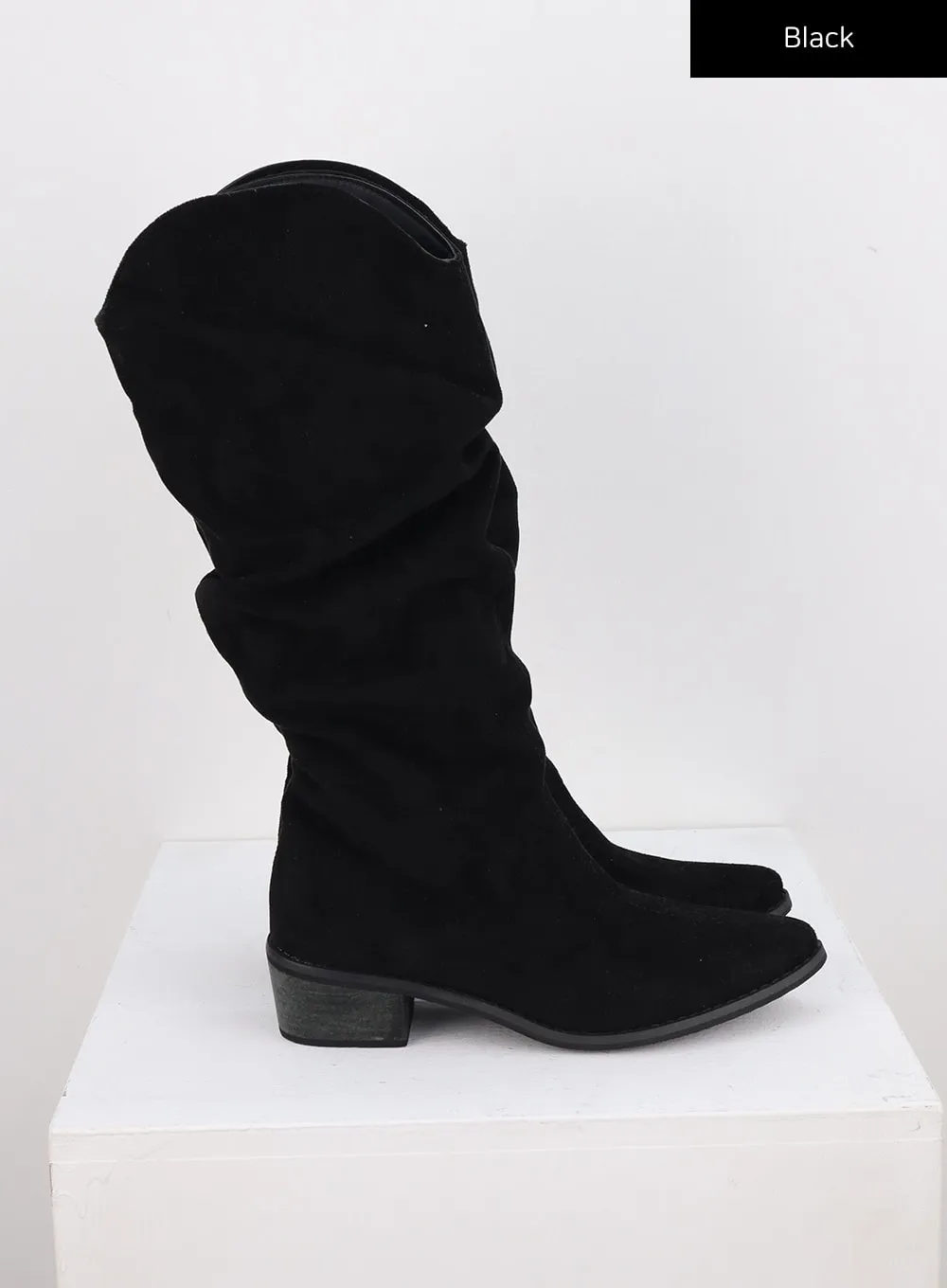 Ruched Faux Leather Long Boots CO313