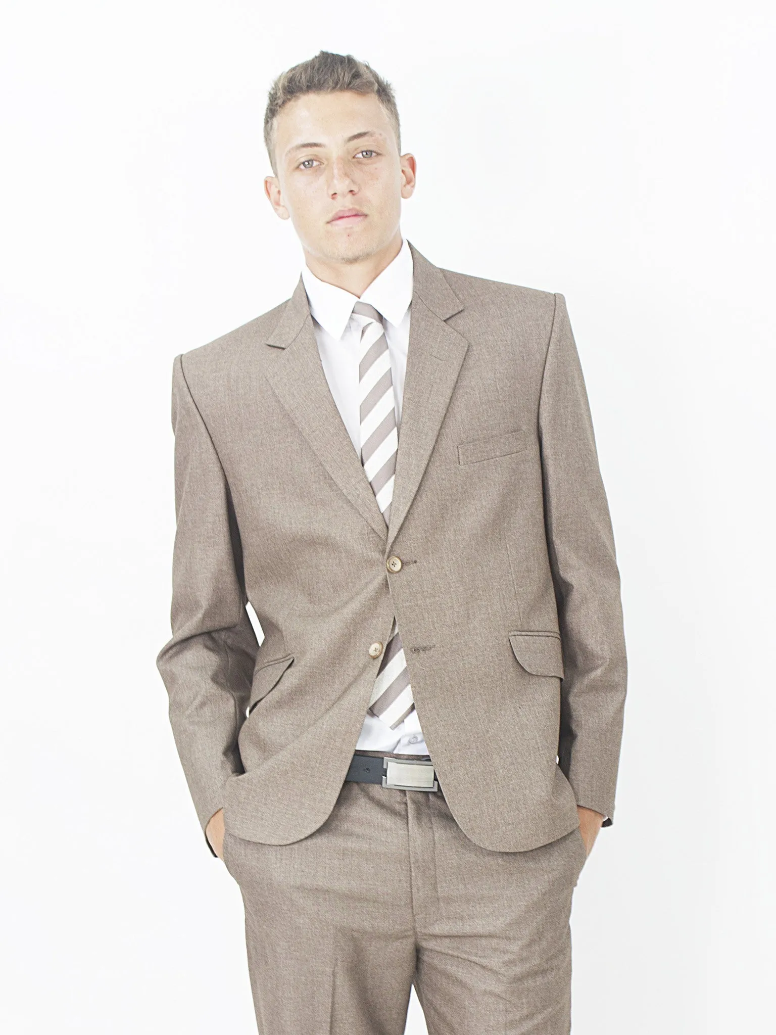 Slim Fit Suit Jacket - Brown