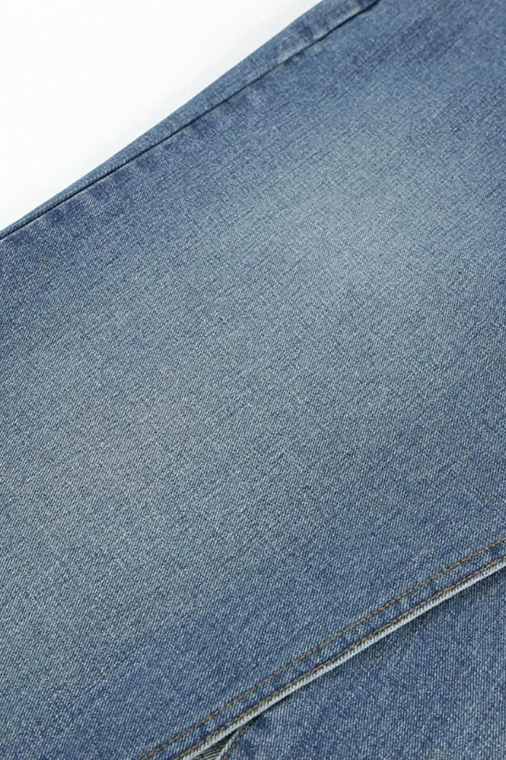 Slit Front Raw Hem Denim Maxi Skirt