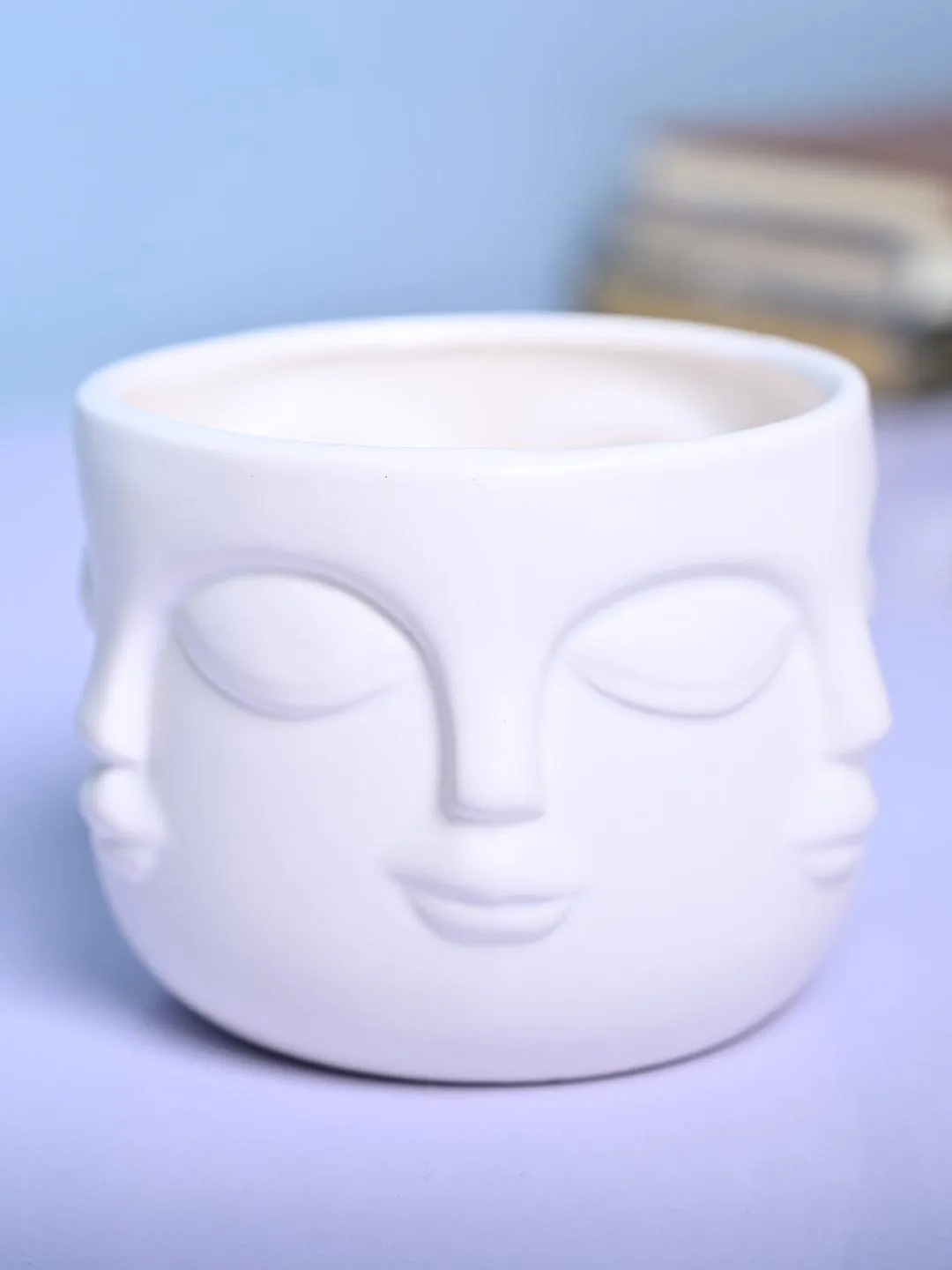 Stylish White Ceramic Face Vase