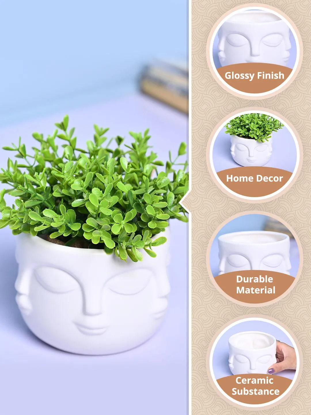 Stylish White Ceramic Face Vase