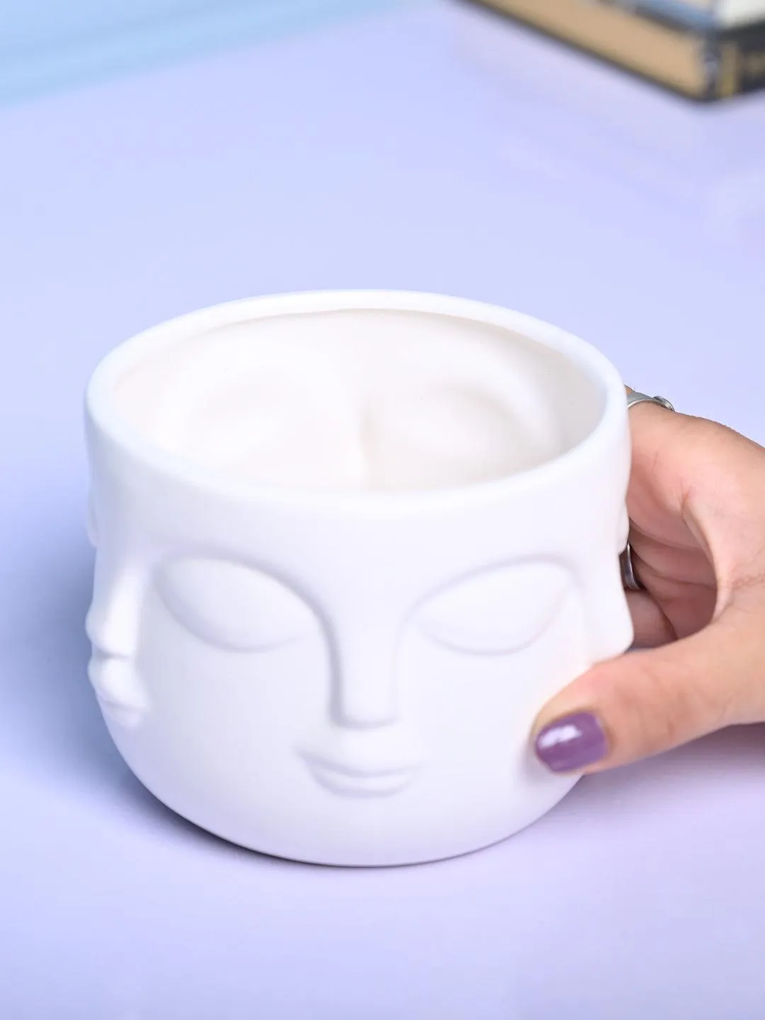 Stylish White Ceramic Face Vase