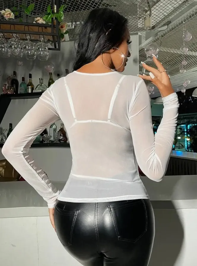 Sxy Sheer Mesh Slim Fit Top Without Bra For Women'S & Girl'S