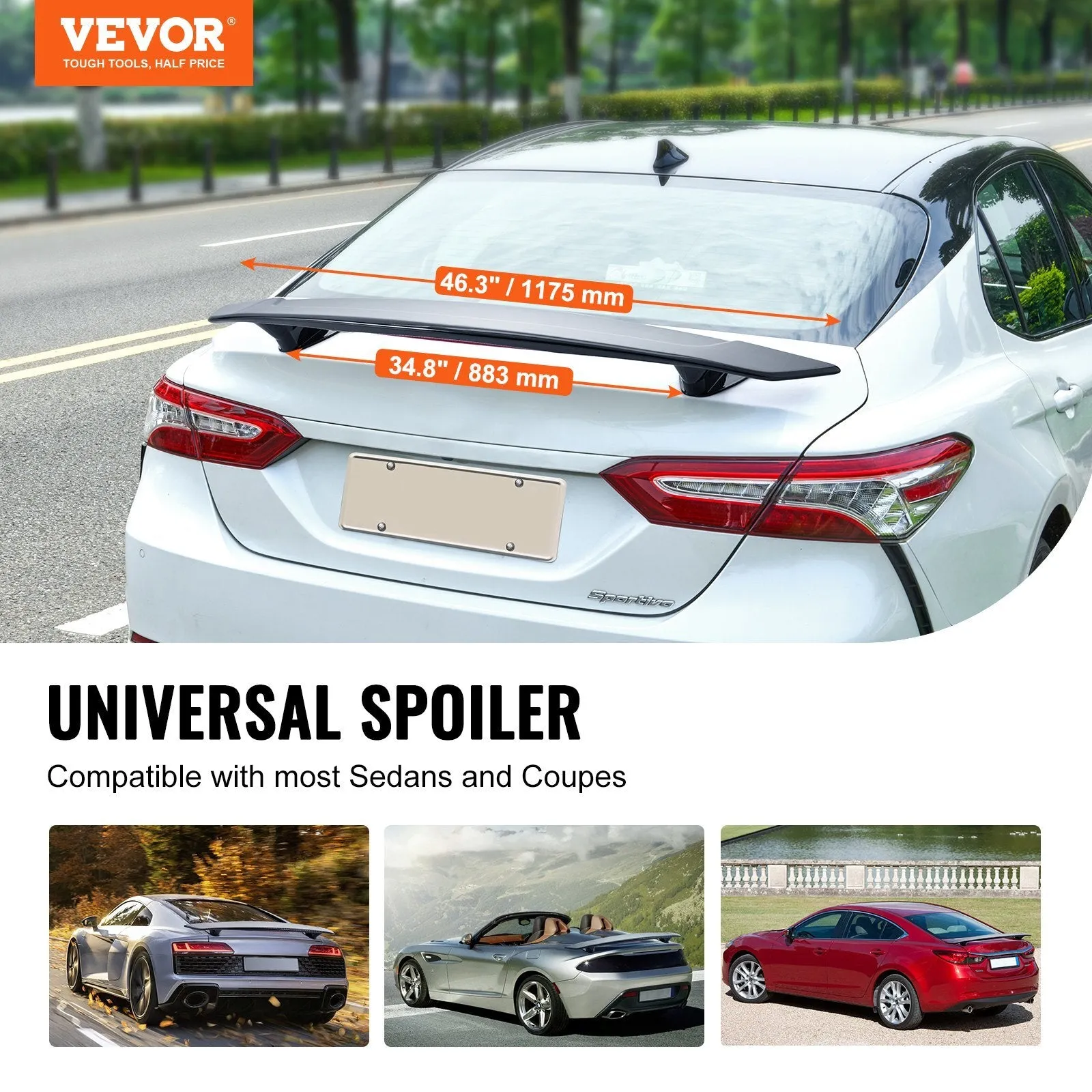 VEVOR GT Wing Car Spoiler, 46.3 inch Universal Spoiler,