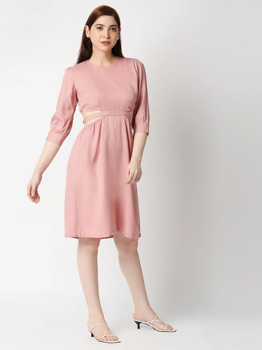 Women Slim Fit A-Line With Waist Tie-Up Dress