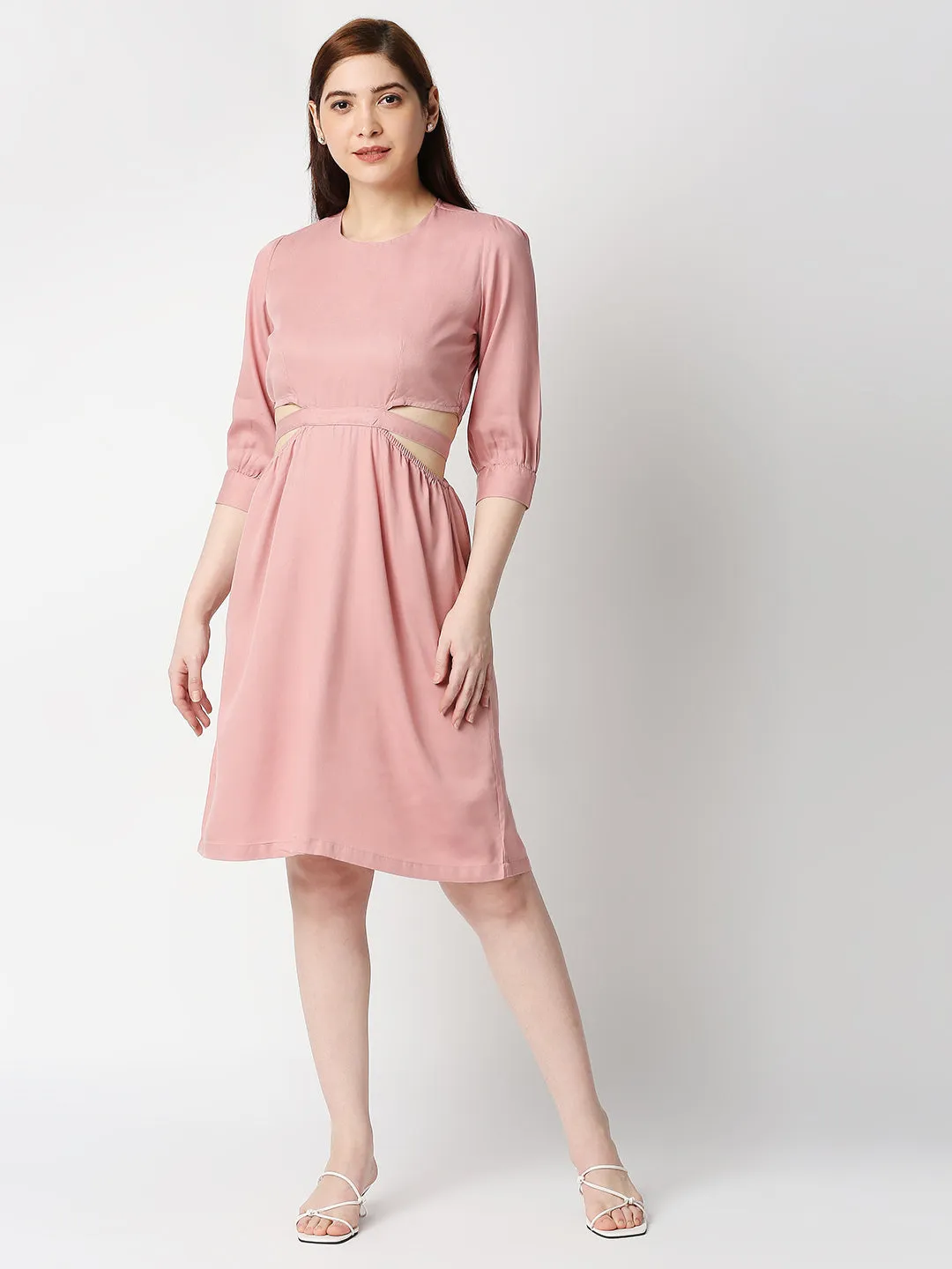 Women Slim Fit A-Line With Waist Tie-Up Dress