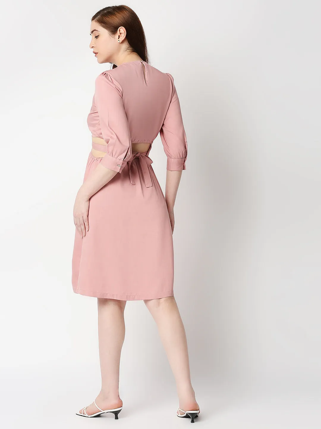Women Slim Fit A-Line With Waist Tie-Up Dress